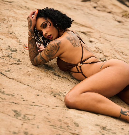 Brown Enigma Strap One-Piece